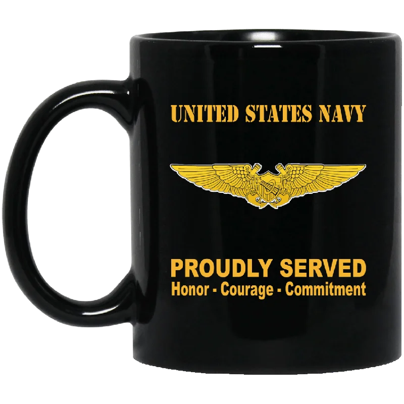 best coffee mugs for gifts-US Navy Naval Astronaut Naval Flight Officer Badge 11 oz - 15 oz Black Mug