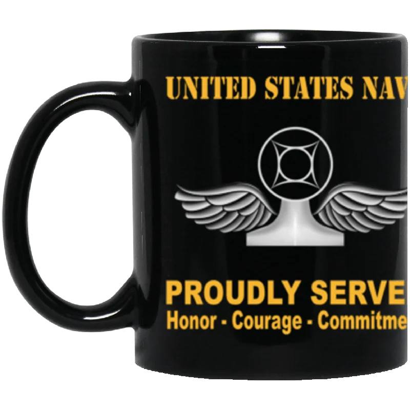 minimalist mugs for coffee-US Navy Navy Air Traffic Controller Navy AC Proudly Served Core Values 11 oz. Black Mug