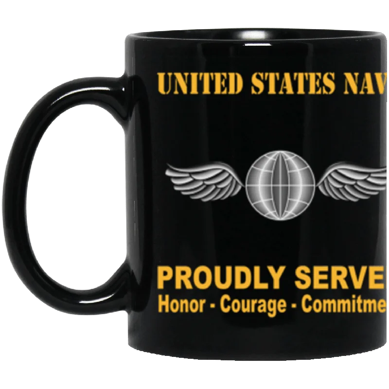 transparent glass mugs-US Navy Navy Aviation Electronics Mate Navy AE Proudly Served Core Values 11 oz. Black Mug