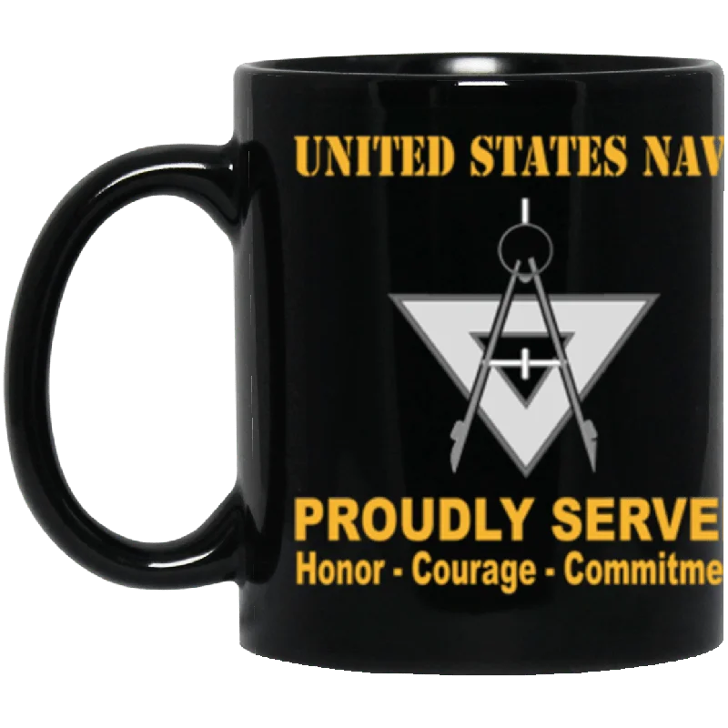 best insulated mugs for summer-US Navy Navy Draftsman Navy DM Proudly Served Core Values 11 oz. Black Mug