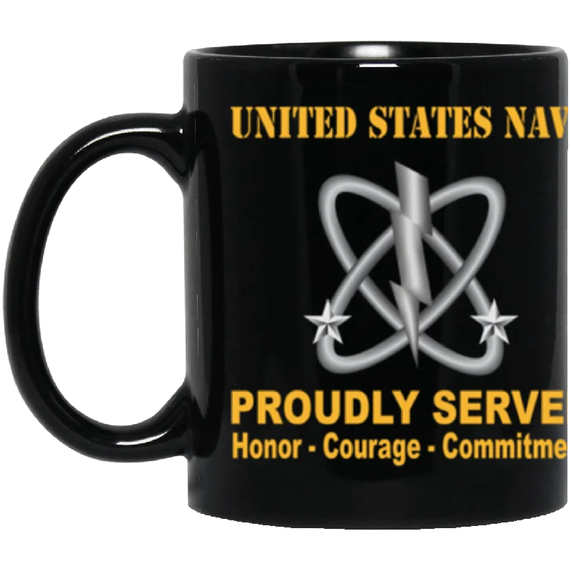 mugs for tea drinkers with infusers-US Navy Navy Electronics Warfare Technician Navy EW Proudly Served Core Values 11 oz. Black Mug