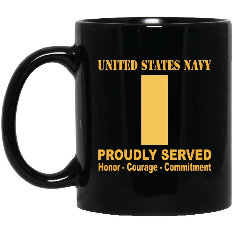 large ceramic mugs for hot drinks-US Navy O-1 Ensign O1 ENS Junior Officer Ranks Proudly Served Black Mug 11 oz - 15 oz