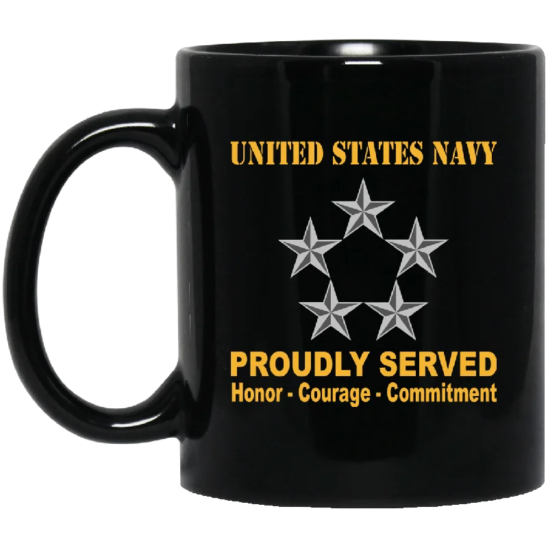 large capacity tea mugs-US Navy O-11 Fleet Admiral O11 FADM Flag Officer Ranks Proudly Served Black Mug 11 oz - 15 oz