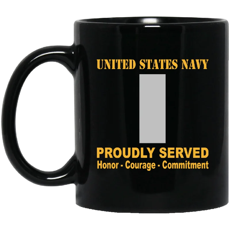 hand-crafted mugs for tea-US Navy O-2 Lieutenant Junior Grade O2 LTJG Junior Officer Ranks Proudly Served Black Mug 11 oz - 15 oz