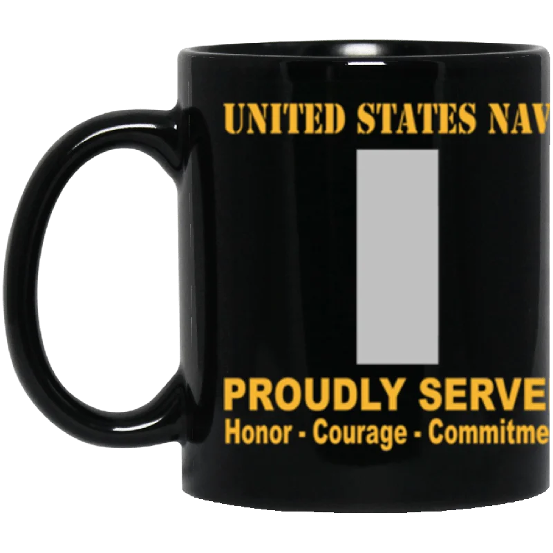 double wall insulated mugs-US Navy O-2 Lieutenant Junior Grade O2 LTJG Junior Officer Ranks Proudly Served Core Values 11 oz. Black Mug