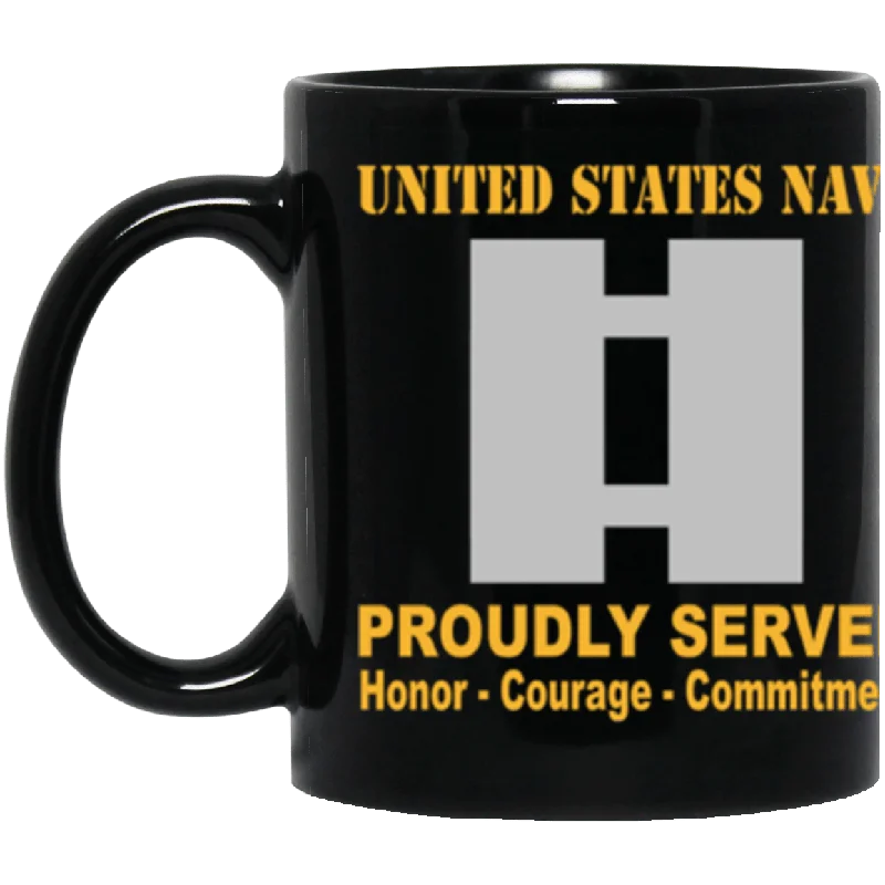 creative mugs with prints-US Navy O-3 Lieutenant O3 LT Junior Officer Ranks Proudly Served Core Values 11 oz. Black Mug