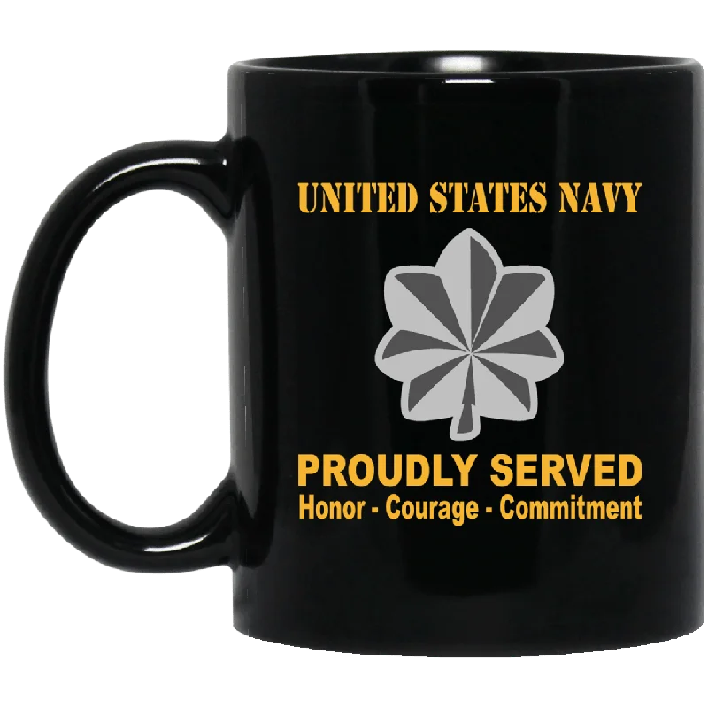 cute mugs with inspiring quotes-US Navy O-5 Commander O5 CDR Senior Officer Ranks Proudly Served Black Mug 11 oz - 15 oz