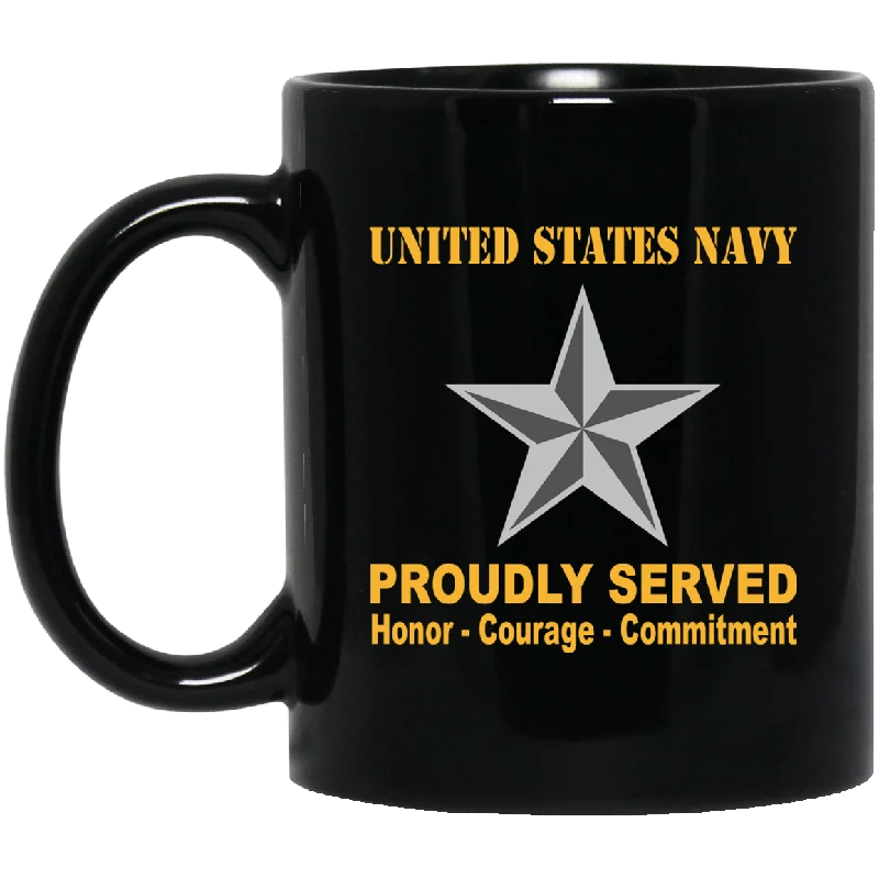 simple coffee mugs for kitchen-US Navy O-7 Rear Admiral Lower Half O7 RDML Flag Officer Ranks Proudly Served Black Mug 11 oz - 15 oz