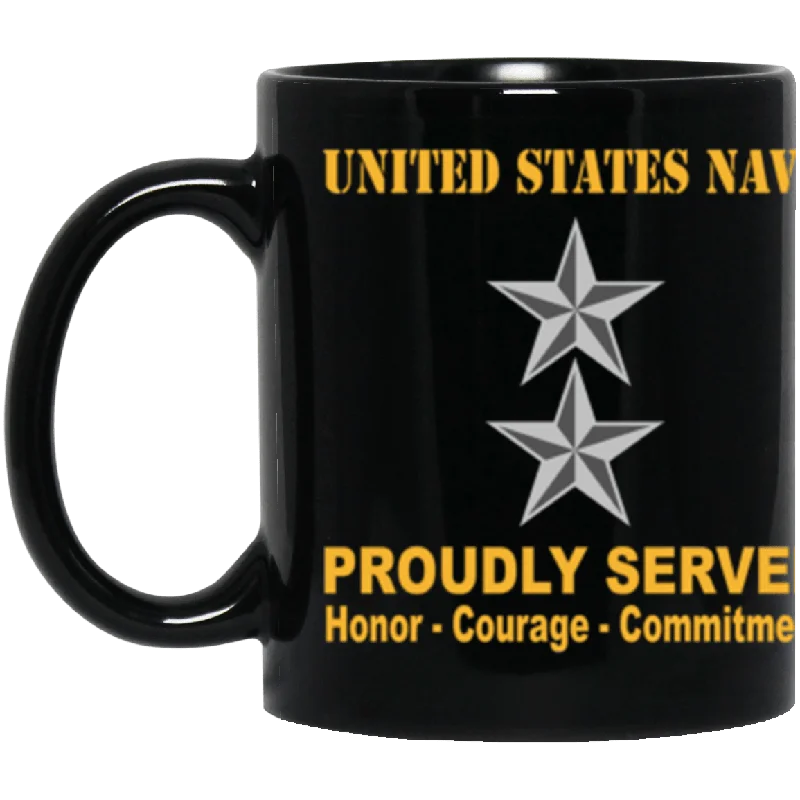 best mugs for tea drinkers-US Navy O-8 Rear Admiral O8 RADM Flag Officer Ranks Proudly Served Core Values 11 oz. Black Mug