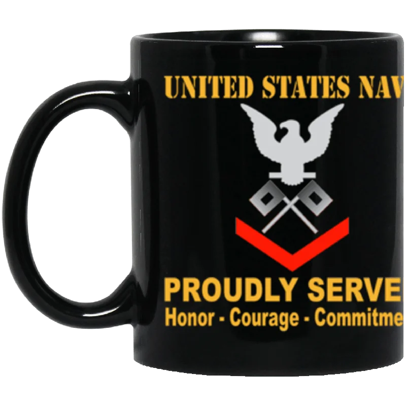 mugs for tea drinkers with infusers-US Navy Signalman Navy SN E-4 11 oz. Black Mug