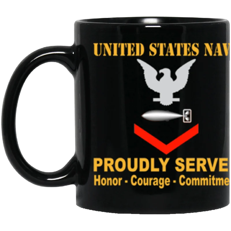 novelty mugs for work holidays-US Navy Torpedoman's mate Navy TM E-4 11 oz. Black Mug