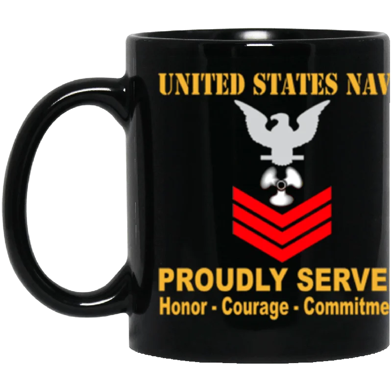 fun mugs with funny quotes-US Navy US Machinist's Mate Navy MM E-6 Red Stripe 11 oz. Black Mug