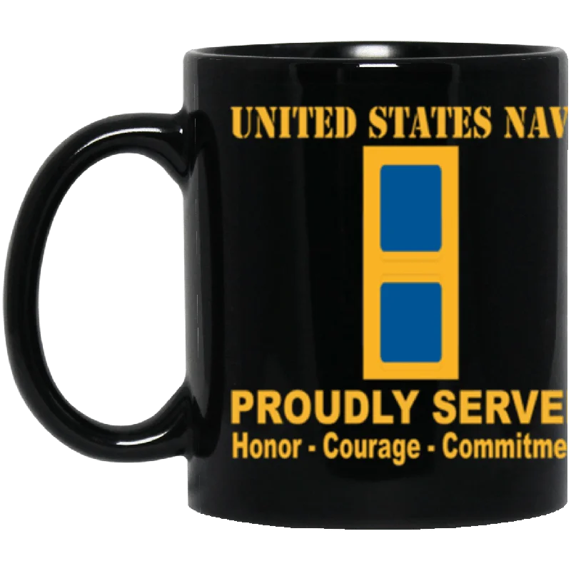 unique mugs for tea lovers-US Navy W-1 Warrant Officer W1 WO1 Core Values 11 oz. Black Mug