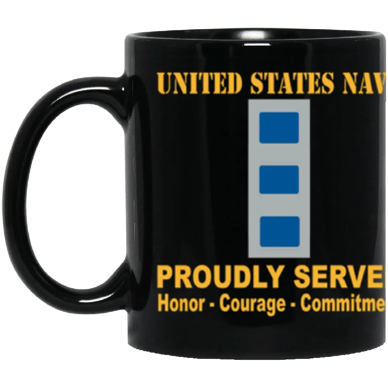 vintage coffee mugs-US Navy W-4 Chief Warrant Officer 4 W4 CW4 Warrant Officer Core Values 11 oz. Black Mug