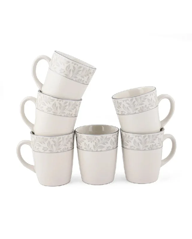 cute animal shaped mugs-Winter Garden Printed Porcelain Coffee Mugs | Set of 6