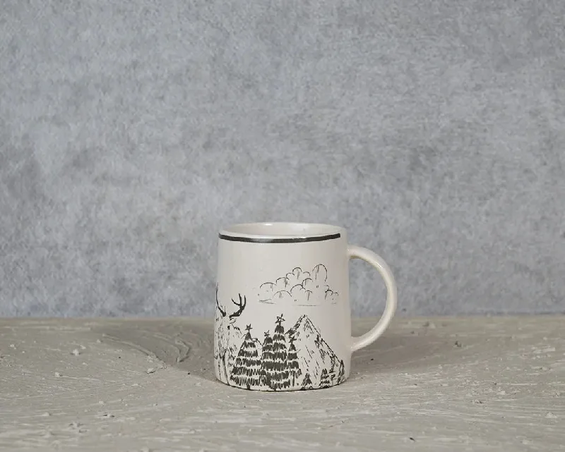 stainless steel coffee mugs for outdoors-Winter Reindeer Ceramic Coffee Mug | 260 ml