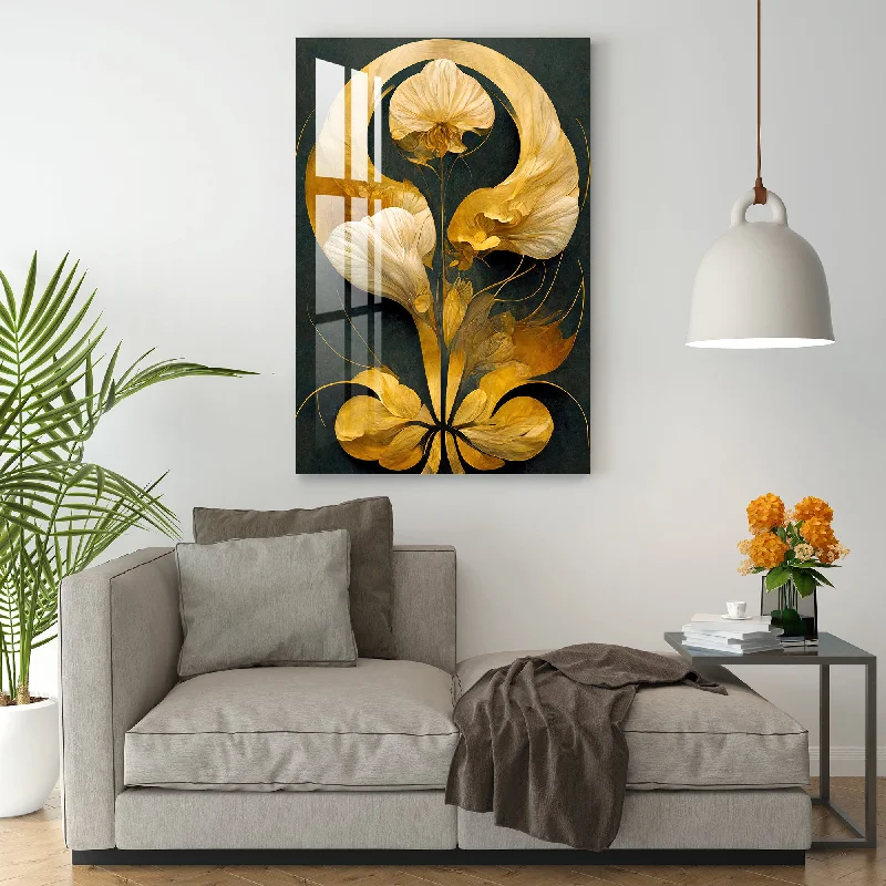 black and white abstract paintings-Abstract Golden Decor Acrylic Wall Art