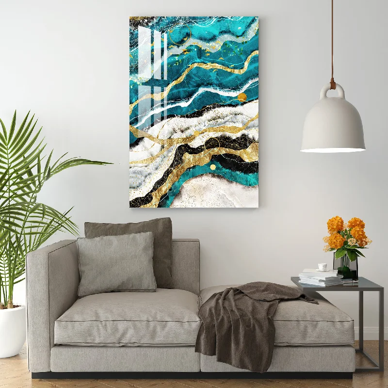 wall prints for kitchen decor-Abstract Waves Acrylic Wall Art