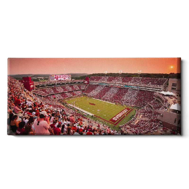 motivational wall art-Arkansas Razorbacks - Aerial Donald W. Reynolds Razorback Stadium Stripe Out Panoramic