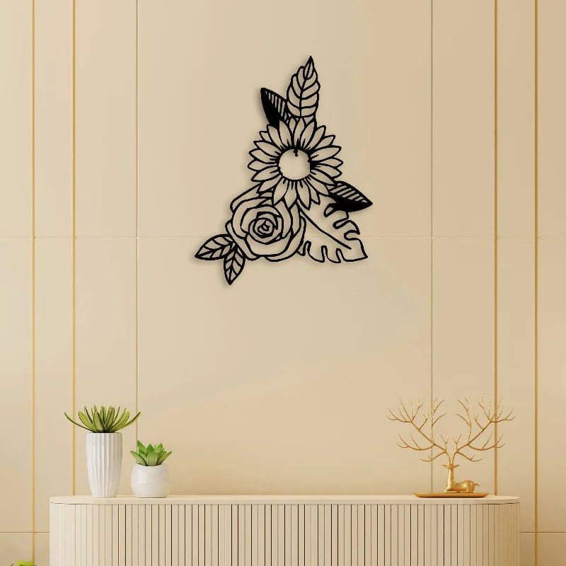 retro botanical prints for walls-Attractive Flower Metal Wall Art