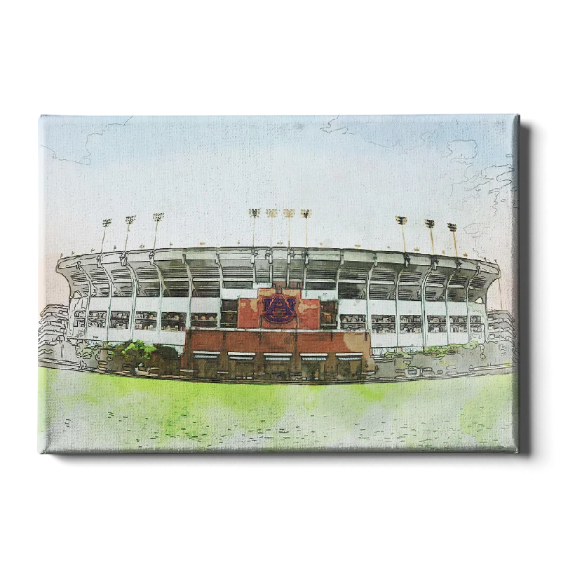 large scale canvas art-Auburn Tigers - Jordan-Hare Stadium Watercolor