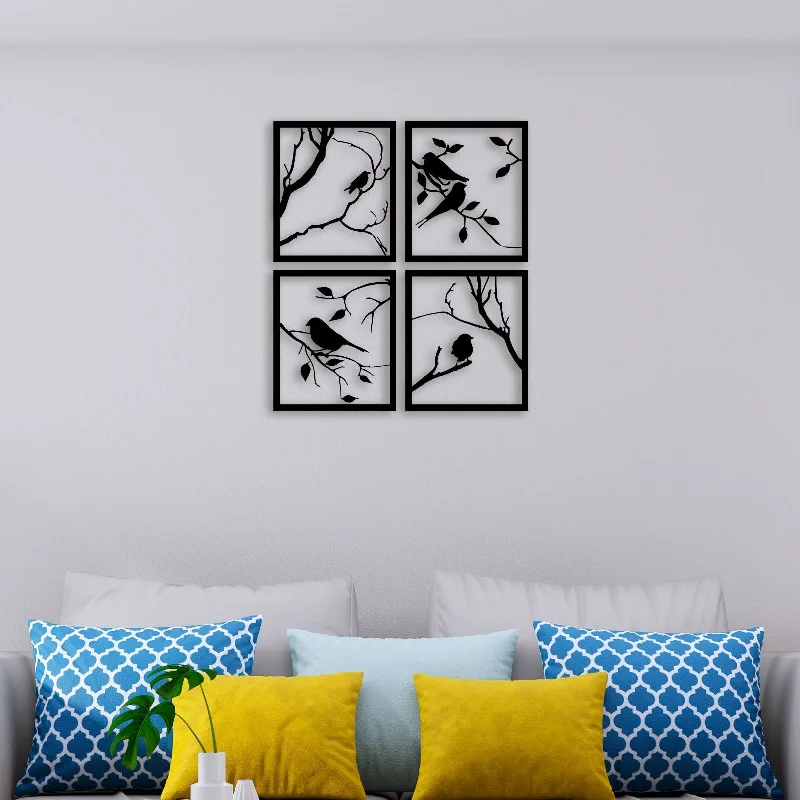 abstract modern art prints-Birds Panel Metal Wall Art