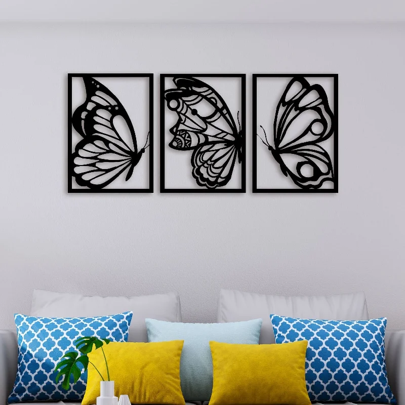 large floral canvas art-Butterfly Panel Metal Wall Art