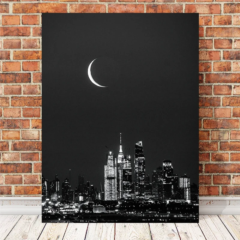 black and white abstract art-Caught Between Moon and NYC