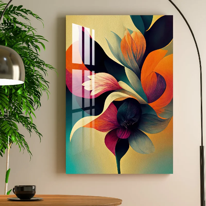 nature wall art-Colorful Glowing Flower Acrylic Wall Art