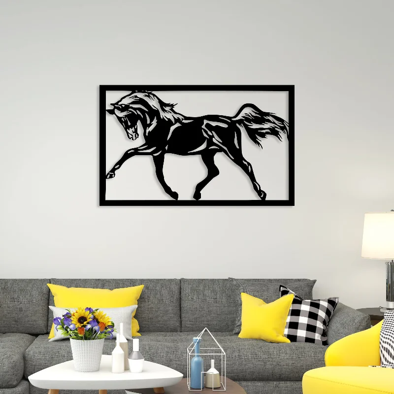 coastal canvas art-Dancing Horse Metal Wall Art