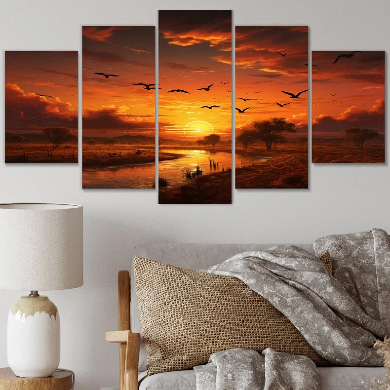 nature wall art-Designart "Vulture Photography On" Landscapes Multipanel Canvas Print set