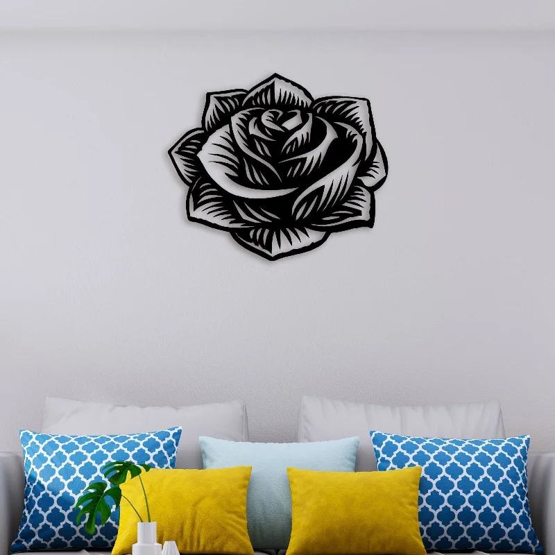 travel wall prints-Elegant Rose Metal Wall Art