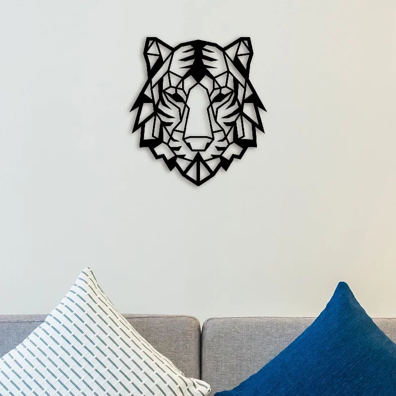 abstract cityscape prints-Elegant Tiger Face Metal Wall Art