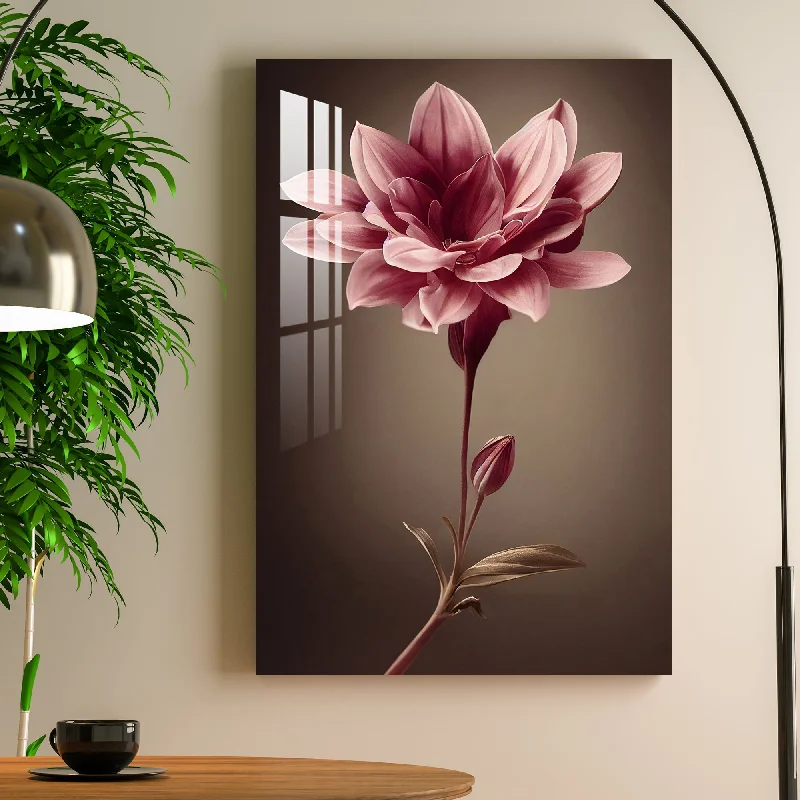 contemporary home wall art-Fascinating Lotus Acrylic Wall Art - 23.5X16 inches / 5MM