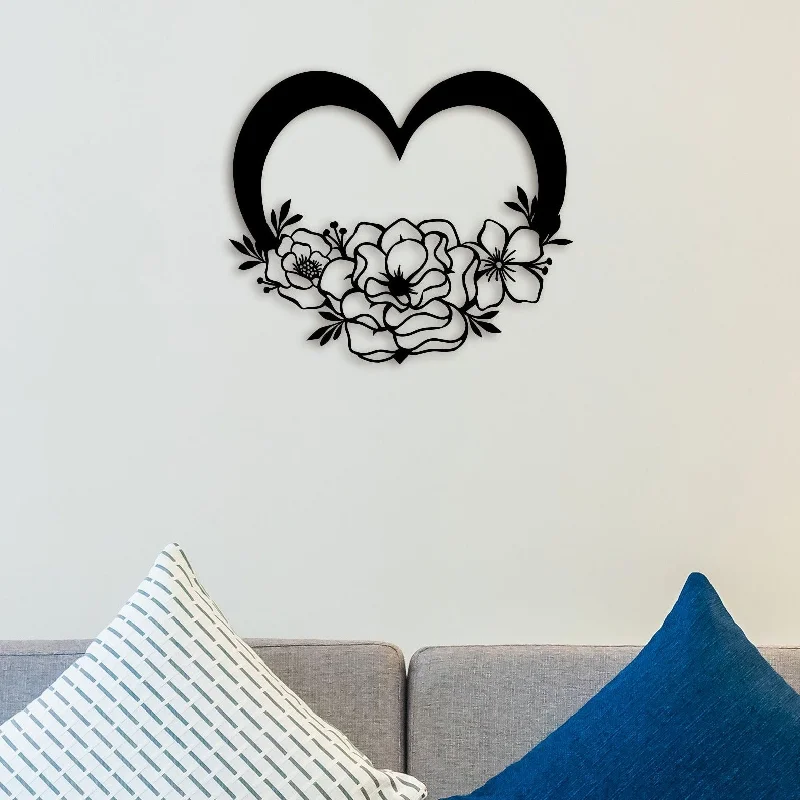 colorful geometric paintings-Flower Heart Metal Wall Art