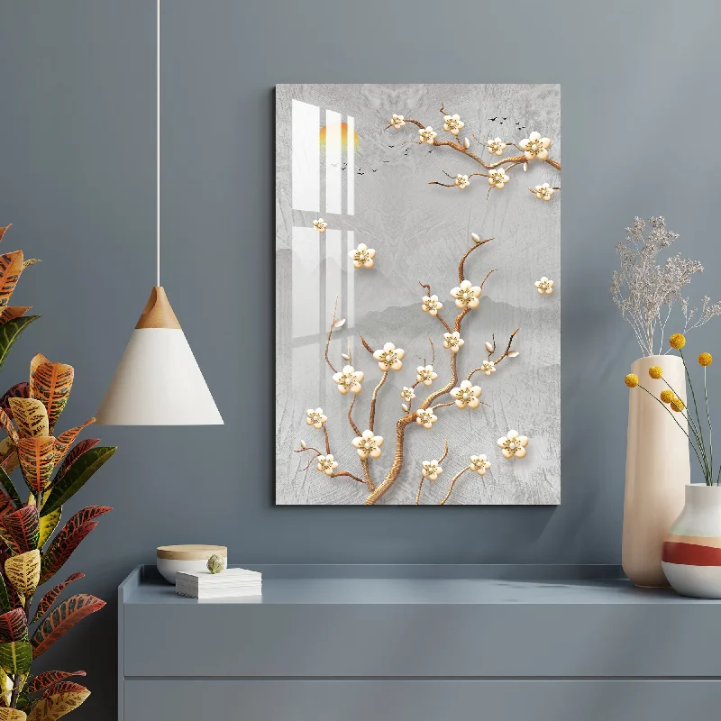 modern canvas paintings-Flowery Tree Acrylic Wall Art