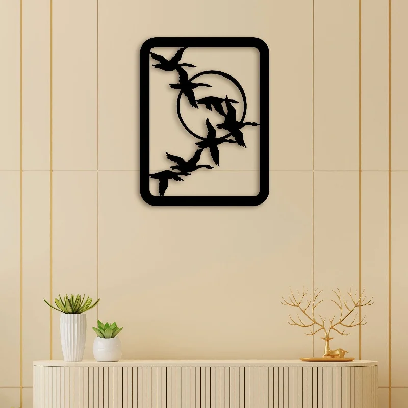 unique wall art for living room-Flying Swan Metal Wall Art