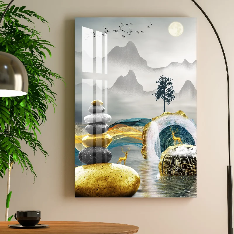 large colorful canvas art-Foggy Forest Morning Acrylic Wall Art