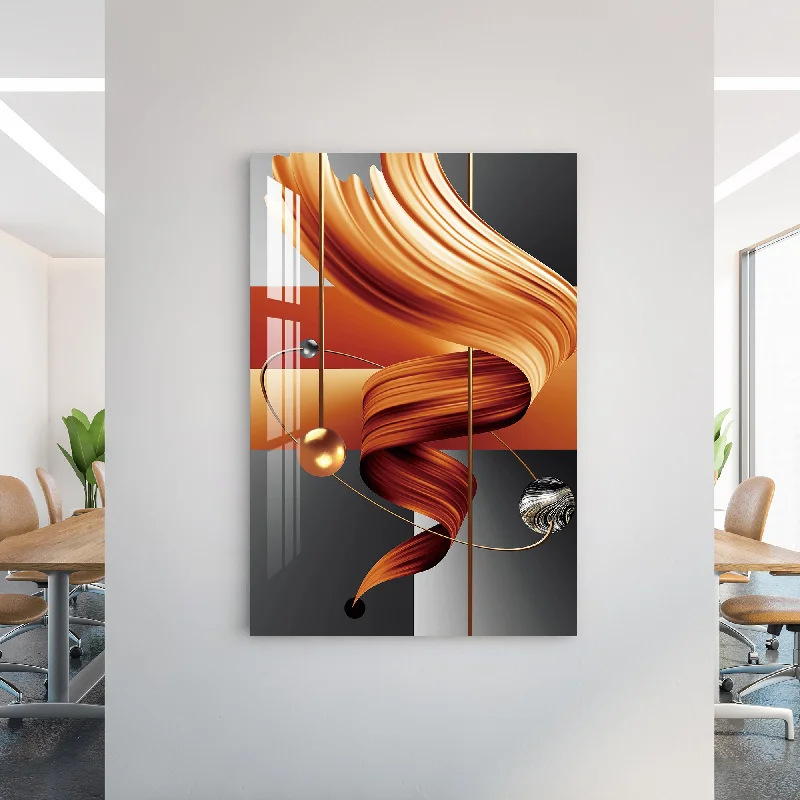 floral wall decor-Geometric Orange Modern Abstract Wall Art