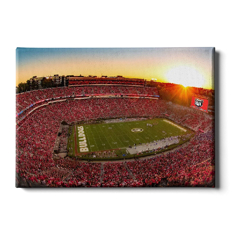 minimalist photo wall art-Georgia Bulldogs - Sanford Stadium Sunset