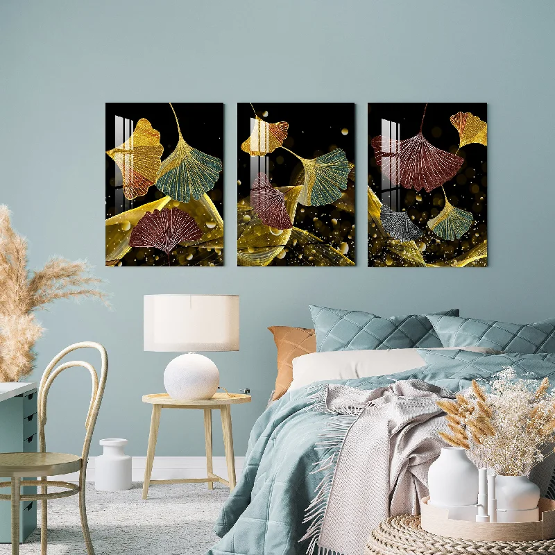 minimalist art prints-Ginkgo Biloba Acrylic Wall Art (Set of 3)