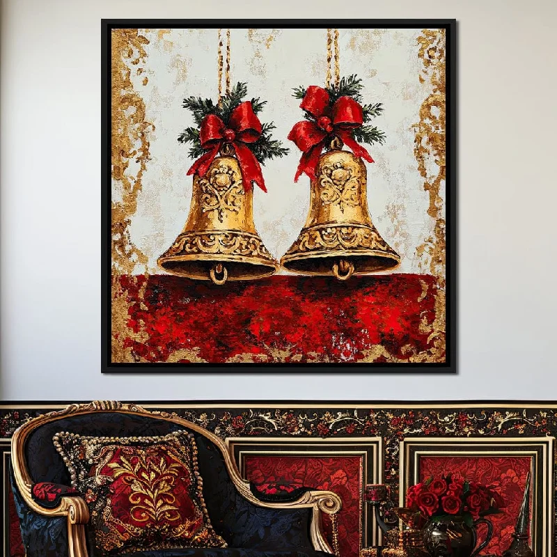 floral wall decor-Golden Holiday Bells