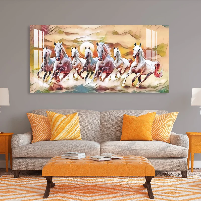 geometric wall art for bedroom-Handcrafted Horses Painting Acrylic Wall Art