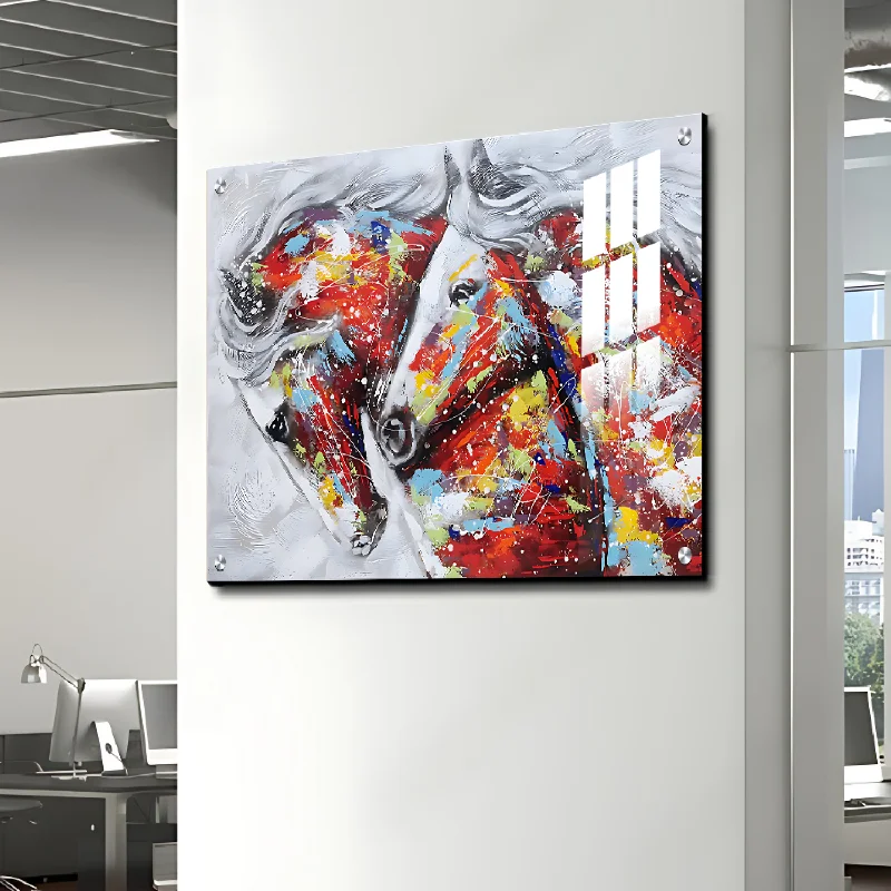 black and white photography art-Horses Couple Paint Art Luxury Wall Painting