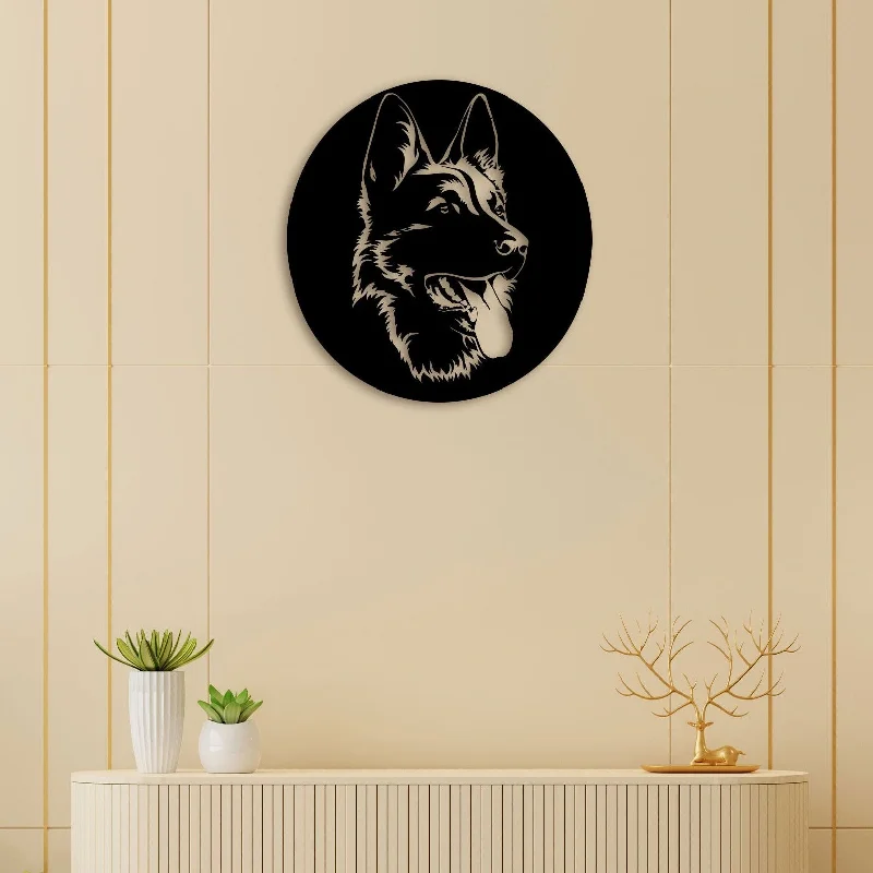 modern geometric canvas prints-German Shepherd Face Metal  Wall Art