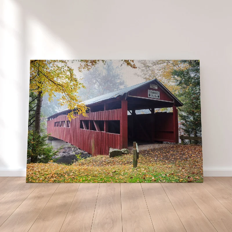 unique abstract art for wall-Josiah Hess Covered Bridge