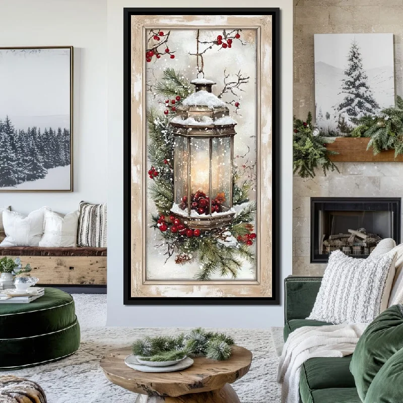 vintage floral wall decor-Lantern Glow Winter Enchantment