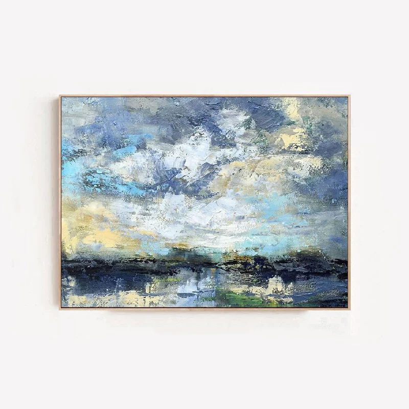 large minimalist art prints-Lazulis - Large Colorful Abstract Sunset Painting on Canvas