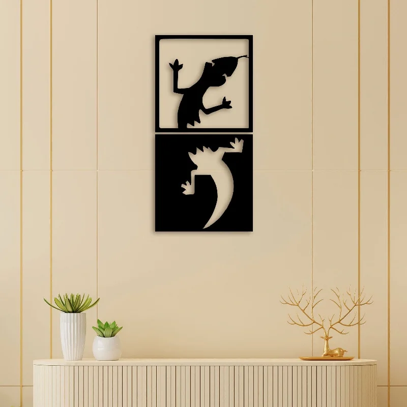 artistic wall paintings for home-Lizard Metal Wall Art