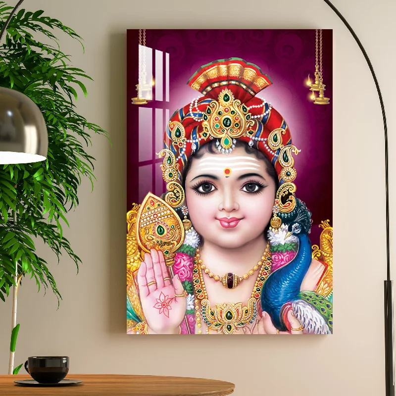 nature inspired art for walls-Lord Murugan Swamy Kartikey Acrylic Wall Art